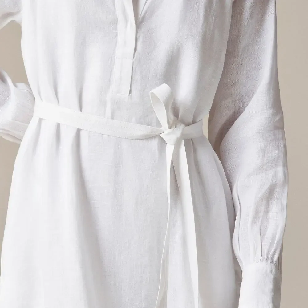 J.Crew Cabana Long Sleeves V-Neck Dress In Linen - XXS